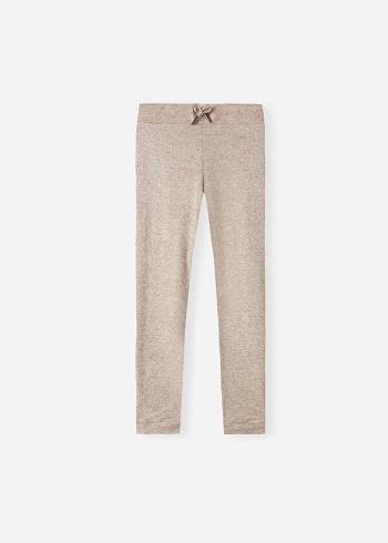 Gyerek Calzedonia Cashmere Blend Stretch Sport Leggings Bézs | HU3122FM