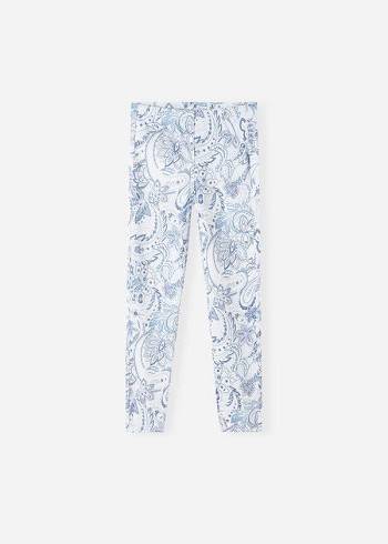 Gyerek Calzedonia Paisley-Print Denim Leggings Fehér Kék | HU3136MA